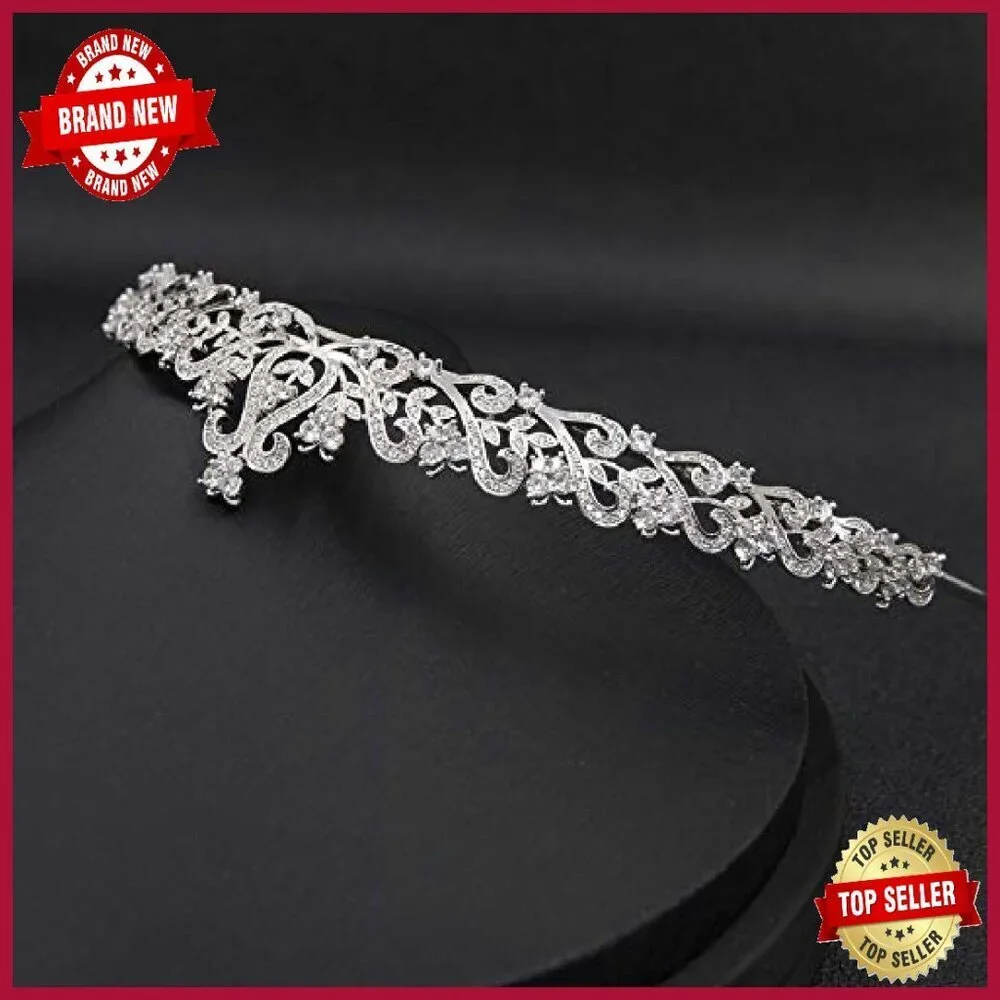 Sparkling Cubic Zirconia Tiara Hair Accessory for Weddings & Parties